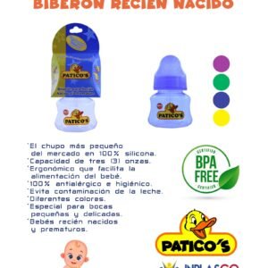 BIBERÓN RECIÉN NACIDO PREMATURO 3 OZ PATICO'S